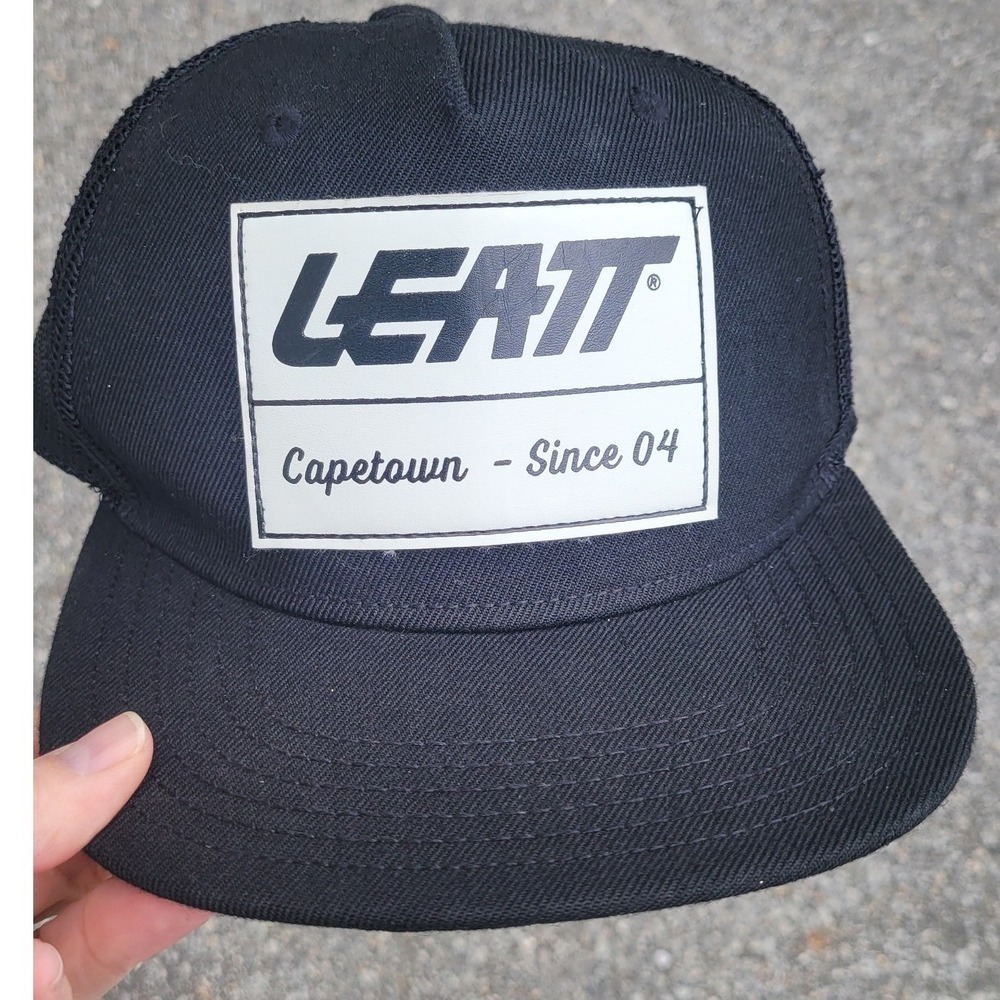 Leatt Capetown Since 04 Black Trucker Hat Snapback Mesh Logo Patch Cap Mens